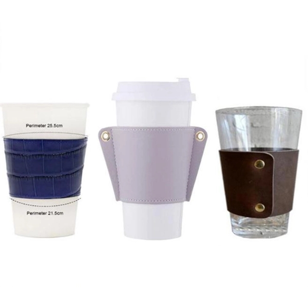 PU Leather Heat Resistant Coffe Cup Sleeve - PU Leather Heat Resistant Coffe Cup Sleeve - Image 0 of 2