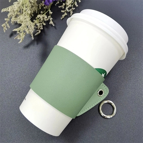 PU Leather Heat Resistant Coffe Cup Sleeve - PU Leather Heat Resistant Coffe Cup Sleeve - Image 2 of 2