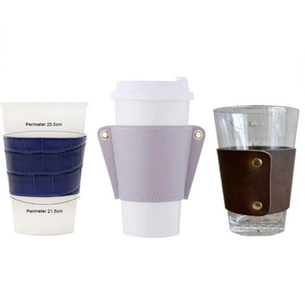 PU Leather Drinkware Coffe Cup Sleeve - PU Leather Drinkware Coffe Cup Sleeve - Image 2 of 3