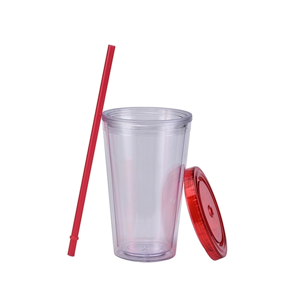 16oz Double Wall Tumbler with Straw - 16oz Double Wall Tumbler with Straw - Image 2 of 3