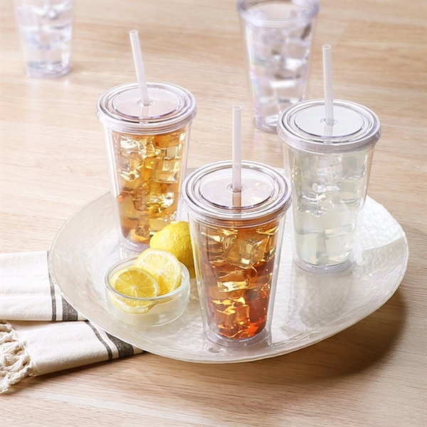 16oz Double Wall Tumbler with Straw - 16oz Double Wall Tumbler with Straw - Image 3 of 3