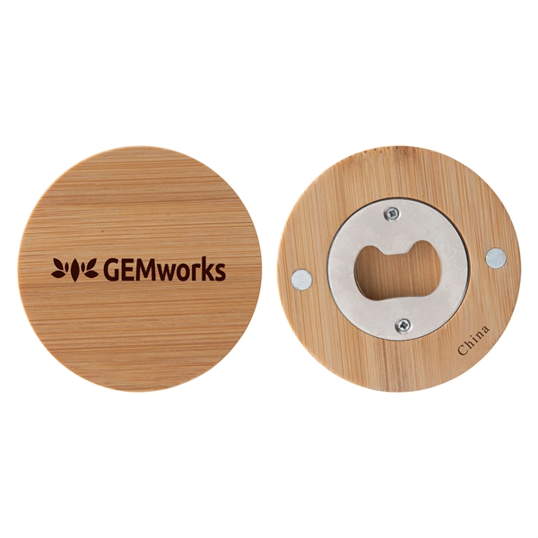 Bamboo Magnetic Bottle Opener - Bamboo Magnetic Bottle Opener - Image 0 of 2