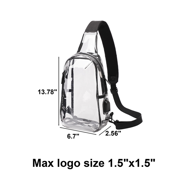 PVC Waterproof Crossbody Bag W ith USB Charging - PVC Waterproof Crossbody Bag W ith USB Charging - Image 1 of 1