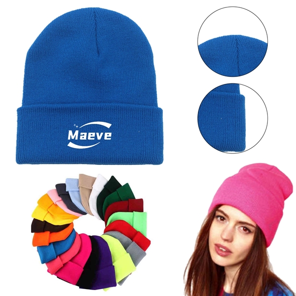 Solid Color Beanies With Knit Stripe - Solid Color Beanies With Knit Stripe - Image 0 of 1