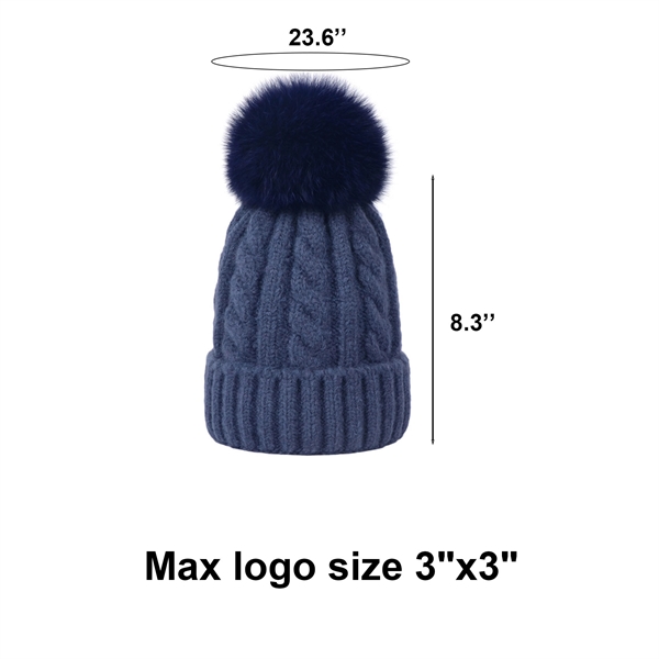 Women Winter Beanie Hat With Pom Pom - Women Winter Beanie Hat With Pom Pom - Image 1 of 11