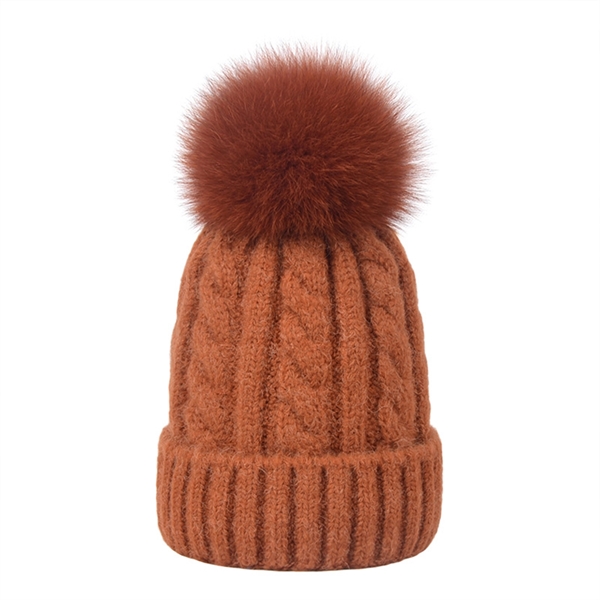 Women Winter Beanie Hat With Pom Pom - Women Winter Beanie Hat With Pom Pom - Image 4 of 11