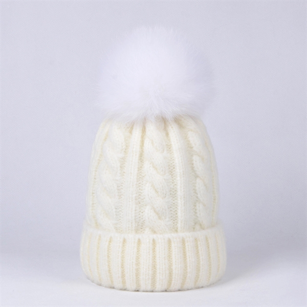 Women Winter Beanie Hat With Pom Pom - Women Winter Beanie Hat With Pom Pom - Image 3 of 11