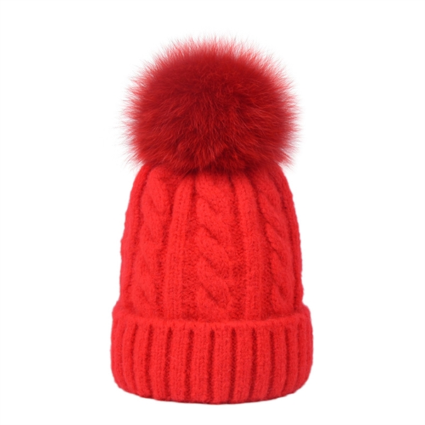Women Winter Beanie Hat With Pom Pom - Women Winter Beanie Hat With Pom Pom - Image 5 of 11