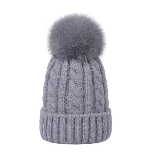 Women Winter Beanie Hat With Pom Pom - Women Winter Beanie Hat With Pom Pom - Image 9 of 11