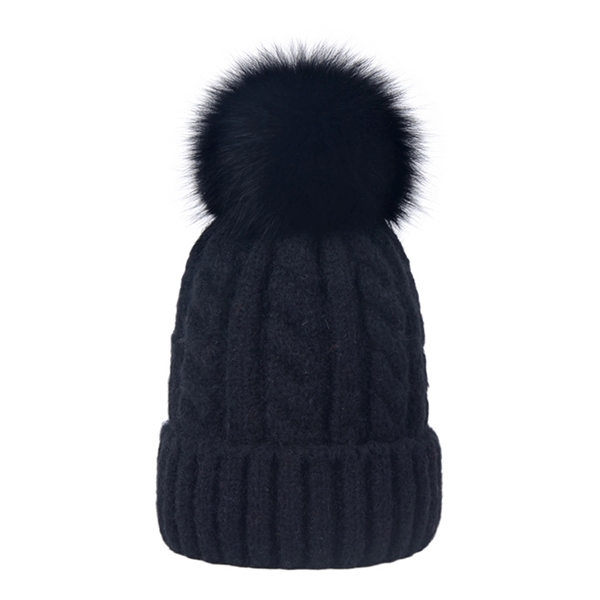 Women Winter Beanie Hat With Pom Pom - Women Winter Beanie Hat With Pom Pom - Image 6 of 11