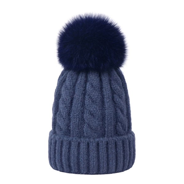 Women Winter Beanie Hat With Pom Pom - Women Winter Beanie Hat With Pom Pom - Image 8 of 11