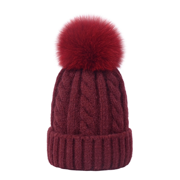 Women Winter Beanie Hat With Pom Pom - Women Winter Beanie Hat With Pom Pom - Image 10 of 11
