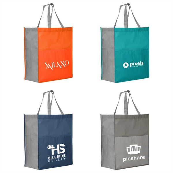 Rome RPET - Recycled Non-Woven Tote with 210 D Pocket - Rome RPET - Recycled Non-Woven Tote with 210 D Pocket - Image 0 of 4