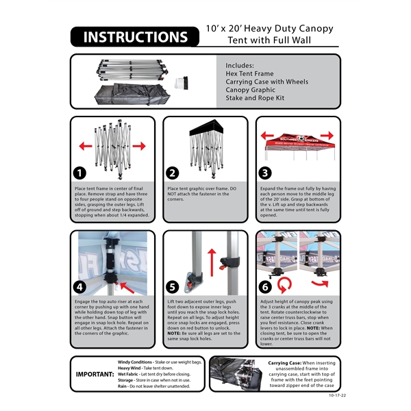 10' x 20' Heavy Duty Canopy Tent with One Double Sided Wall - 10' x 20' Heavy Duty Canopy Tent with One Double Sided Wall - Image 18 of 19