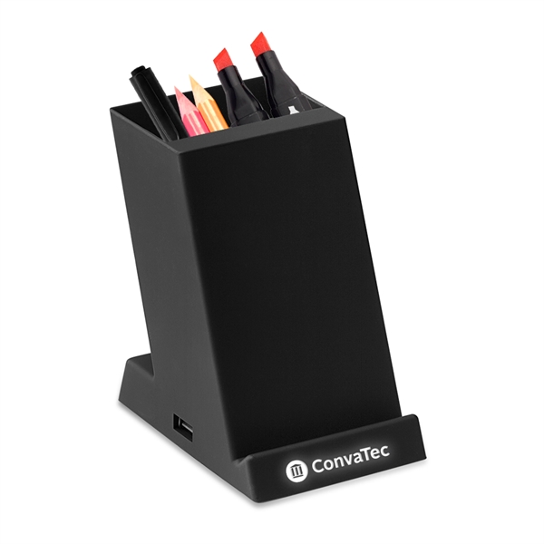 Monolith 4-in-1 Pen Holder, Wireless Charger - Monolith 4-in-1 Pen Holder, Wireless Charger - Image 3 of 6
