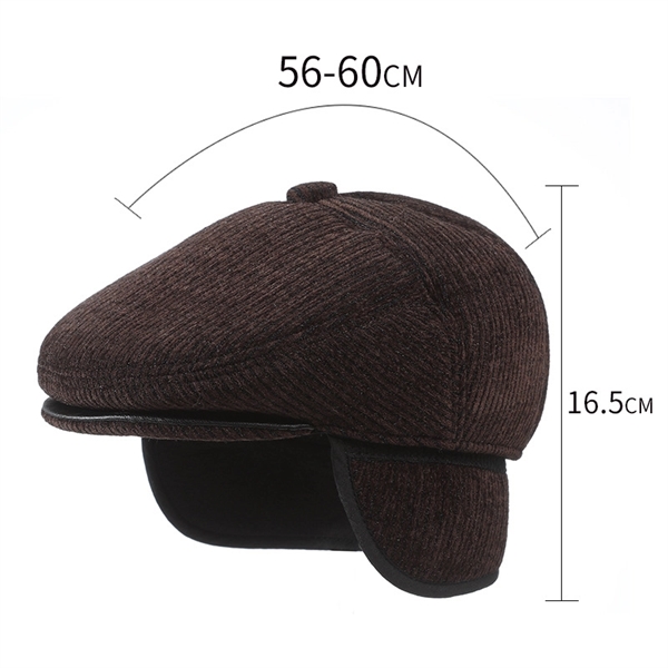 Men's Winter Beret Cap with Ear Flaps - Men's Winter Beret Cap with Ear Flaps - Image 3 of 3