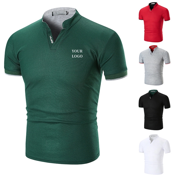 Men'S Half Collar Polo Short Shirt - Men'S Half Collar Polo Short Shirt - Image 0 of 3