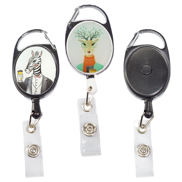 One button Recovery Oval Carabiner Badge Reel w/ Plain Back - One button Recovery Oval Carabiner Badge Reel w/ Plain Back - Image 1 of 4
