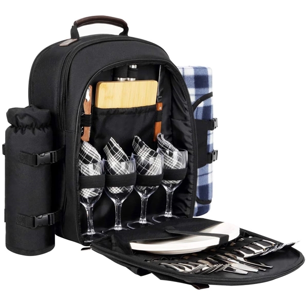 4-Person Picnic Basket Set With Blanket - 4-Person Picnic Basket Set With Blanket - Image 2 of 4