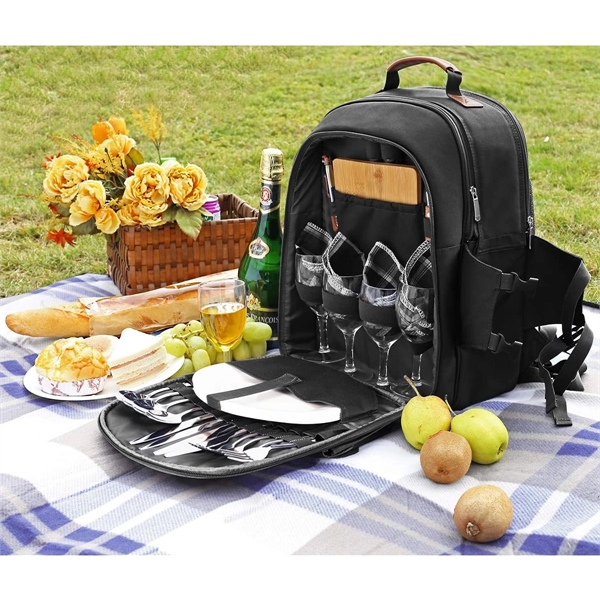 4-Person Picnic Basket Set With Blanket - 4-Person Picnic Basket Set With Blanket - Image 4 of 4