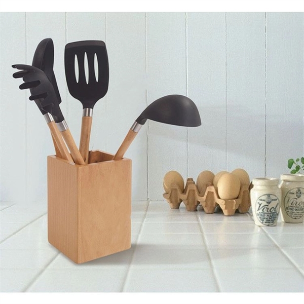5-Piece Bamboo & Silicone Utensil Set - 5-Piece Bamboo & Silicone Utensil Set - Image 2 of 2