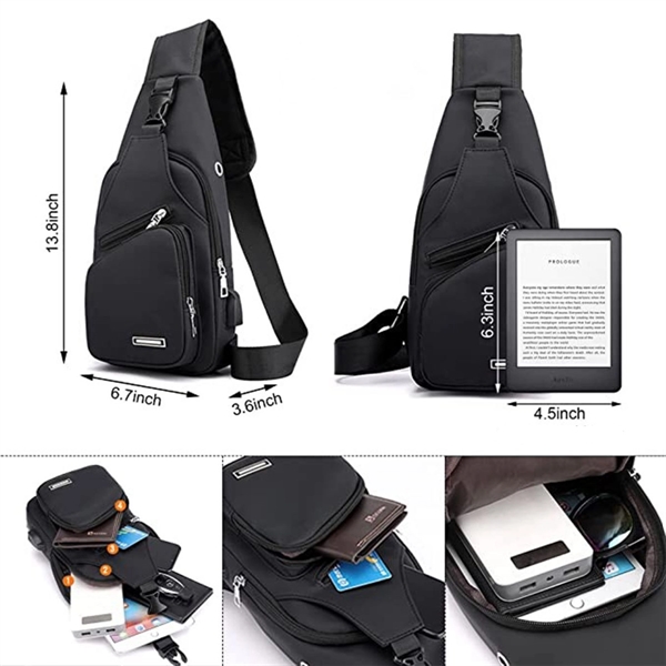 Usb Waterproof Sling Crossbody Backpack Chest Bag - Usb Waterproof Sling Crossbody Backpack Chest Bag - Image 2 of 2