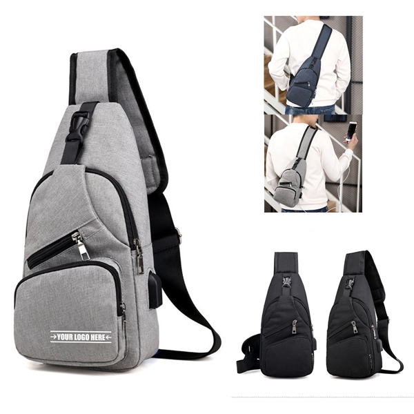 Sling Shoulder Chest Bags Crossbody Backpack With Usb - Sling Shoulder Chest Bags Crossbody Backpack With Usb - Image 0 of 2