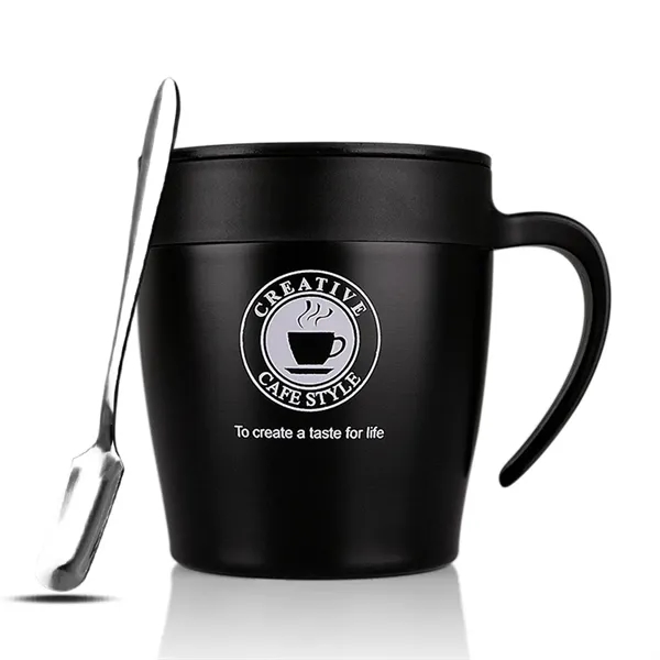 11oz Stainless Steel Coffee Mugs with Spoon - 11oz Stainless Steel Coffee Mugs with Spoon - Image 1 of 1