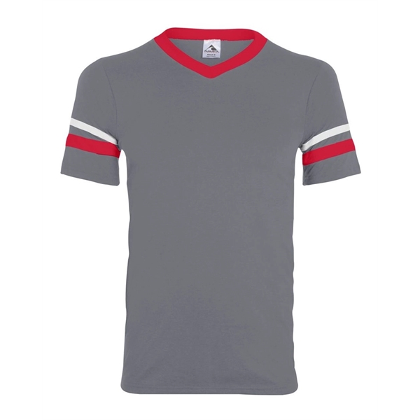 Augusta Sportswear Youth V-Neck Jersey with Striped Sleeves - Augusta Sportswear Youth V-Neck Jersey with Striped Sleeves - Image 37 of 73
