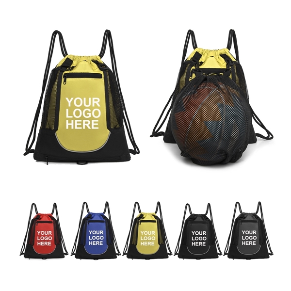 Basketball Drawstring Gym Backpack - Basketball Drawstring Gym Backpack - Image 0 of 2
