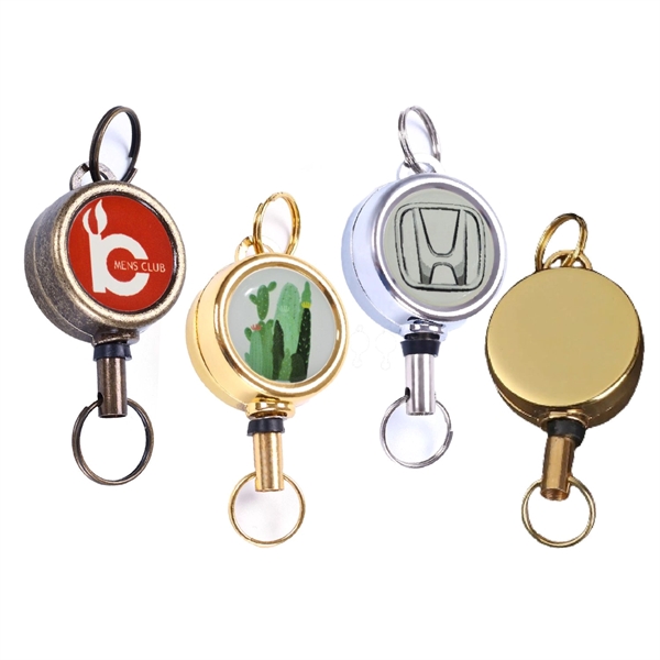 Metal Zinc Alloy Round Badge Reel w/ Keyring - Metal Zinc Alloy Round Badge Reel w/ Keyring - Image 1 of 7