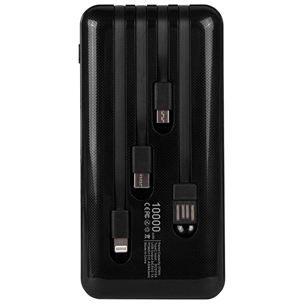 10,000mAh Power Bank with Built-In Charge Cables - 10,000mAh Power Bank with Built-In Charge Cables - Image 4 of 7