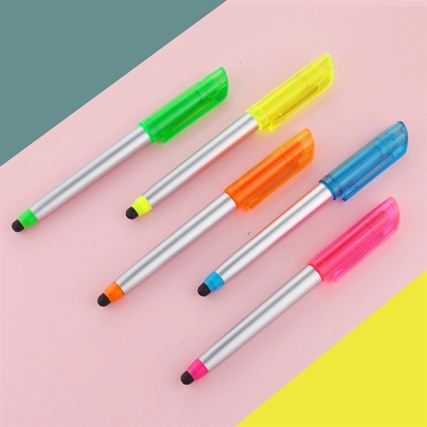 3 in 1 Stylus Ballpoint Pen with Highlighter - 3 in 1 Stylus Ballpoint Pen with Highlighter - Image 1 of 1