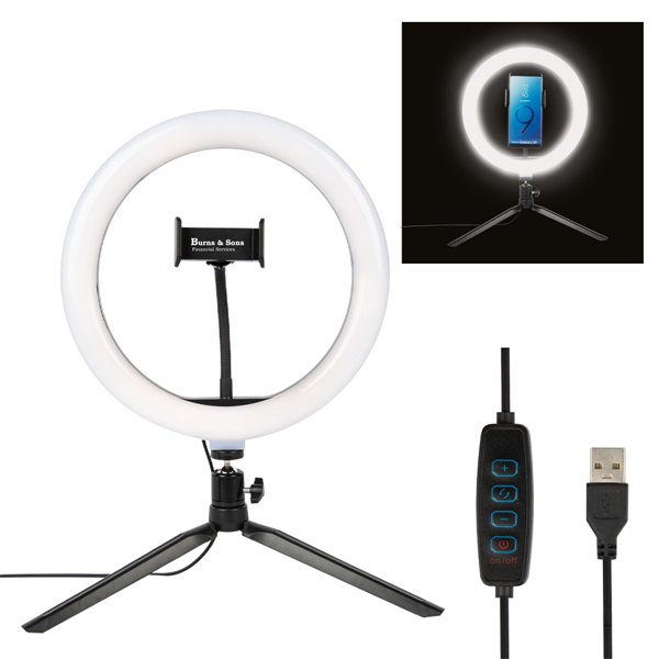 10" LED Ring Light With Phone Holder - 10" LED Ring Light With Phone Holder - Image 0 of 1