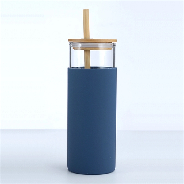 17 Oz. Glass Water Bottle with Bamboo Lid & Straw - 17 Oz. Glass Water Bottle with Bamboo Lid & Straw - Image 4 of 11
