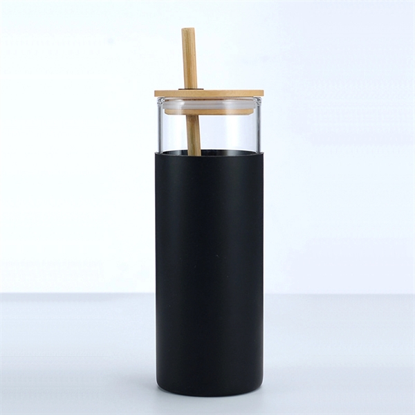 17 Oz. Glass Water Bottle with Bamboo Lid & Straw - 17 Oz. Glass Water Bottle with Bamboo Lid & Straw - Image 6 of 11