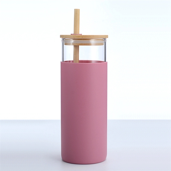 17 Oz. Glass Water Bottle with Bamboo Lid & Straw - 17 Oz. Glass Water Bottle with Bamboo Lid & Straw - Image 7 of 11