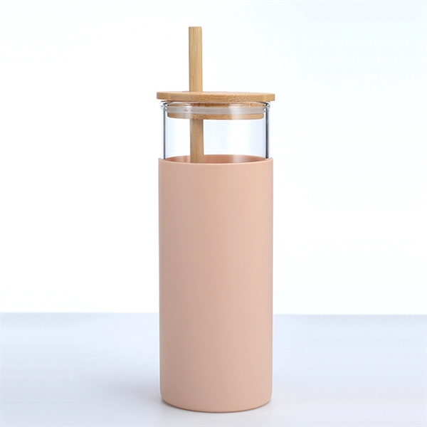 17 Oz. Glass Water Bottle with Bamboo Lid & Straw - 17 Oz. Glass Water Bottle with Bamboo Lid & Straw - Image 8 of 11