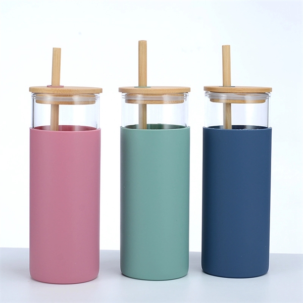 17 Oz. Glass Water Bottle with Bamboo Lid & Straw - 17 Oz. Glass Water Bottle with Bamboo Lid & Straw - Image 9 of 11