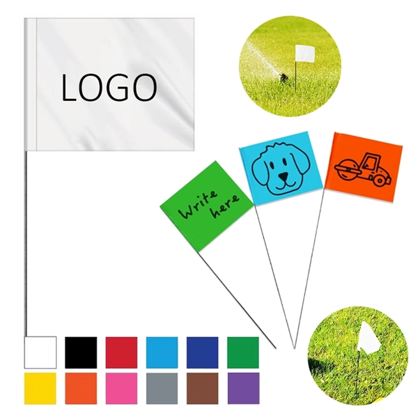 Custom Marking Flag With Wire Staff - Custom Marking Flag With Wire Staff - Image 0 of 1