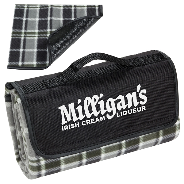 Custom Plaid Barrel Fleece Picnic Blanket