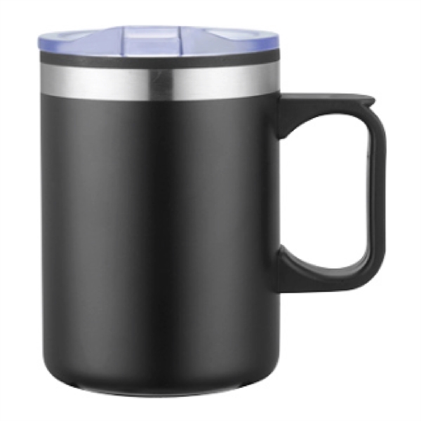 14 oz Stainless Coffee Cup Mug w/ Lid Handle - 14 oz Stainless Coffee Cup Mug w/ Lid Handle - Image 7 of 9