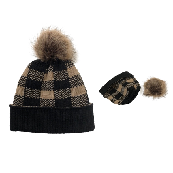 Hunter Plaid Pom Pom Hat - Hunter Plaid Pom Pom Hat - Image 1 of 1
