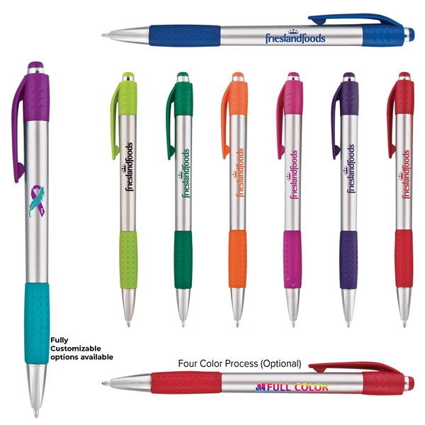 Silver Pen w/ Colored Gripper - Silver Pen w/ Colored Gripper - Image 0 of 7