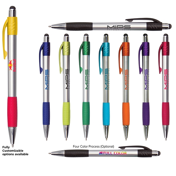 Silver Stylus Pen w/ Metallic Accents - Silver Stylus Pen w/ Metallic Accents - Image 0 of 8