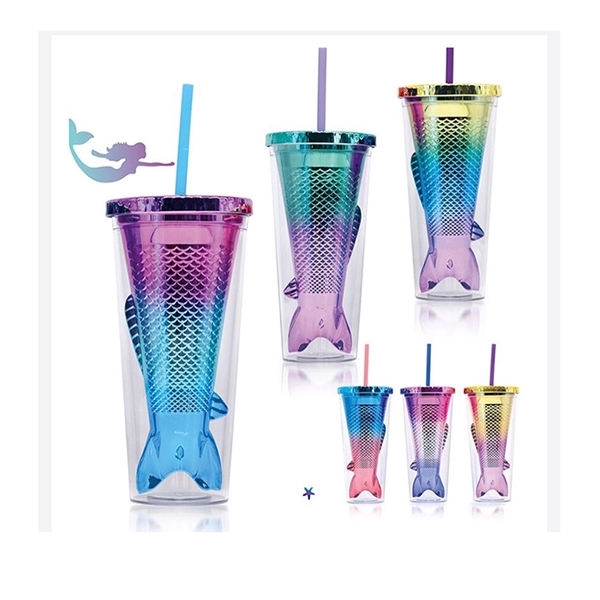 Double-layer Plastic Mermaid Mug - Double-layer Plastic Mermaid Mug - Image 2 of 3