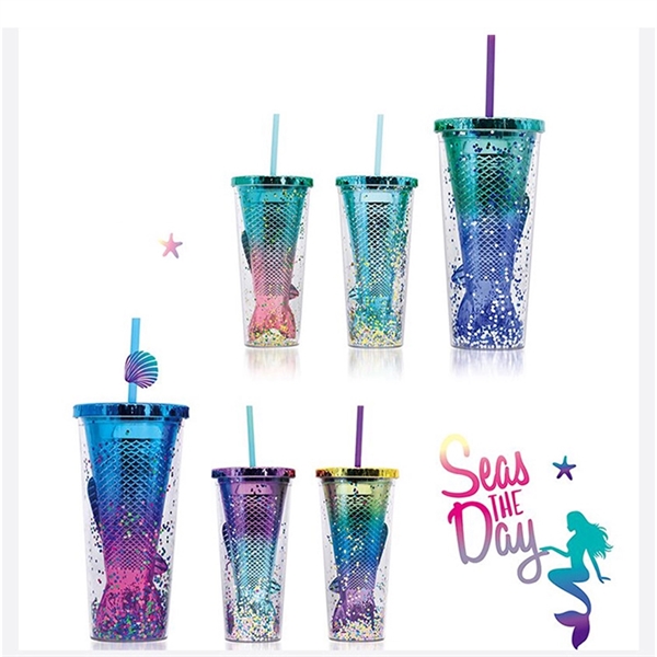 Double-layer Plastic Mermaid Mug - Double-layer Plastic Mermaid Mug - Image 3 of 3