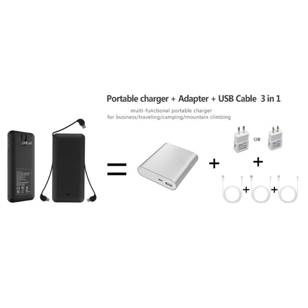 10000mah AC Built 5 in 1 cable adapter power bank - 10000mah AC Built 5 in 1 cable adapter power bank - Image 3 of 3