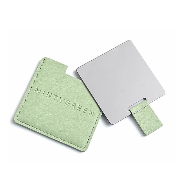 Shatterproof Stainless Steel Compact Mirror with PU Leather - Shatterproof Stainless Steel Compact Mirror with PU Leather - Image 1 of 2