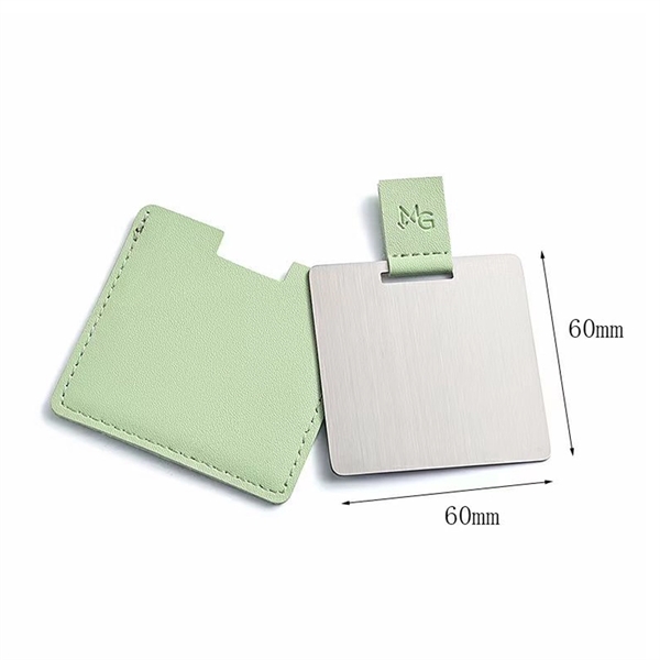Shatterproof Stainless Steel Compact Mirror with PU Leather - Shatterproof Stainless Steel Compact Mirror with PU Leather - Image 2 of 2